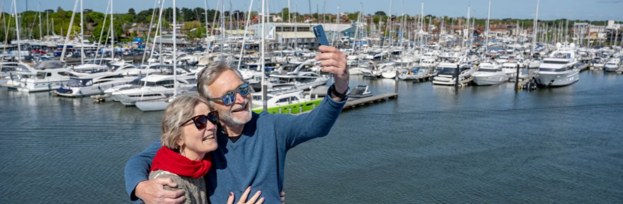 Couple taking a selfie on Wightlink ferries